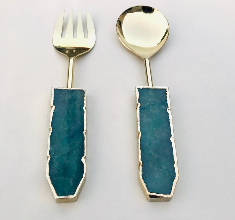 Green Agate Salad Server - Set of 2