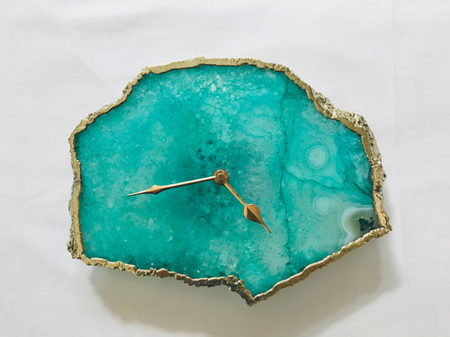 Aqua Agate Large Wall Clock/Desk Clock