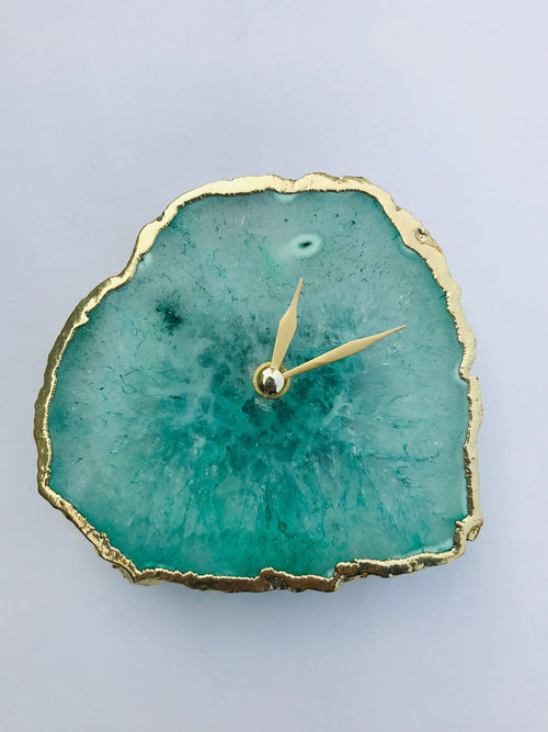 Aqua Agate Desk/Wall Clock