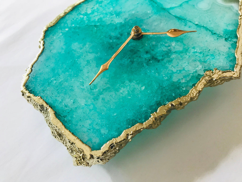 Aqua Agate Large Wall Clock/Desk Clock