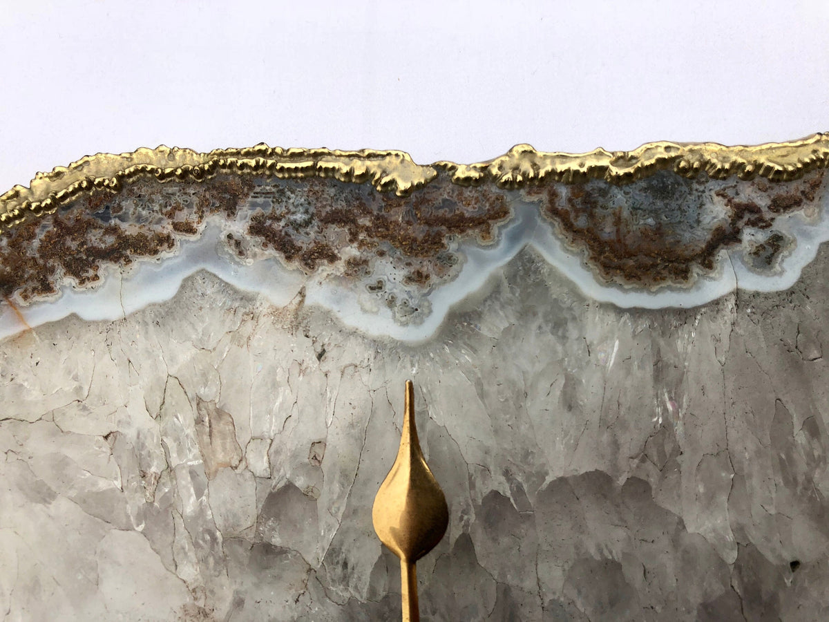 Gray Agate Large Wall/Desk Clock