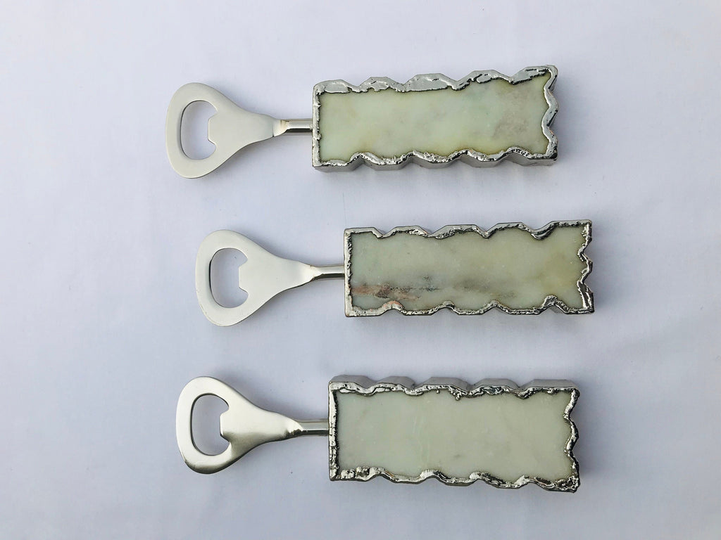 Set of 3 White Marble Bottle Openers