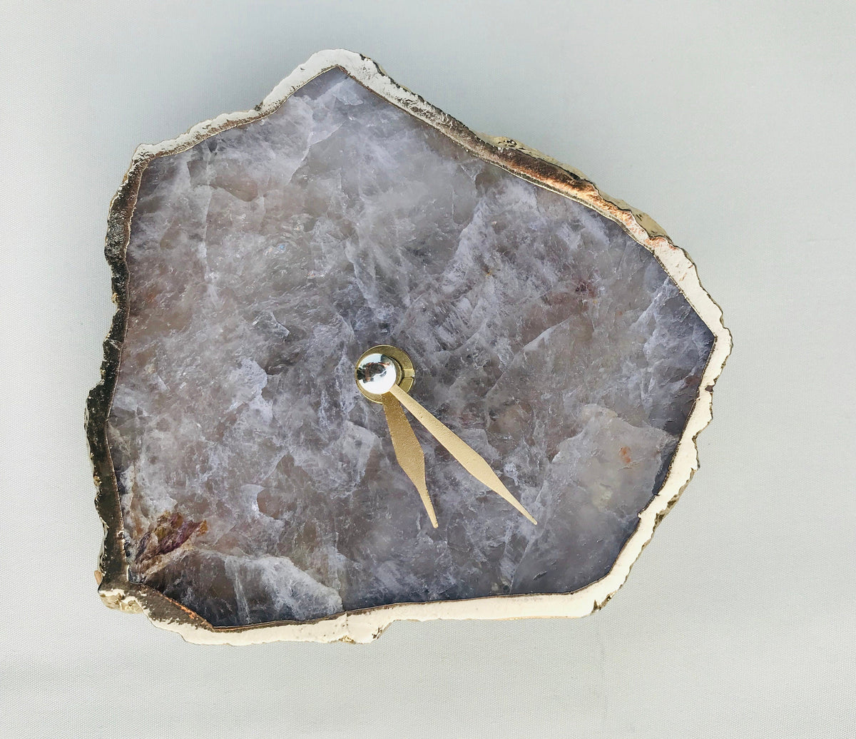 Smoky Gray Agate Desk/Wall Clock