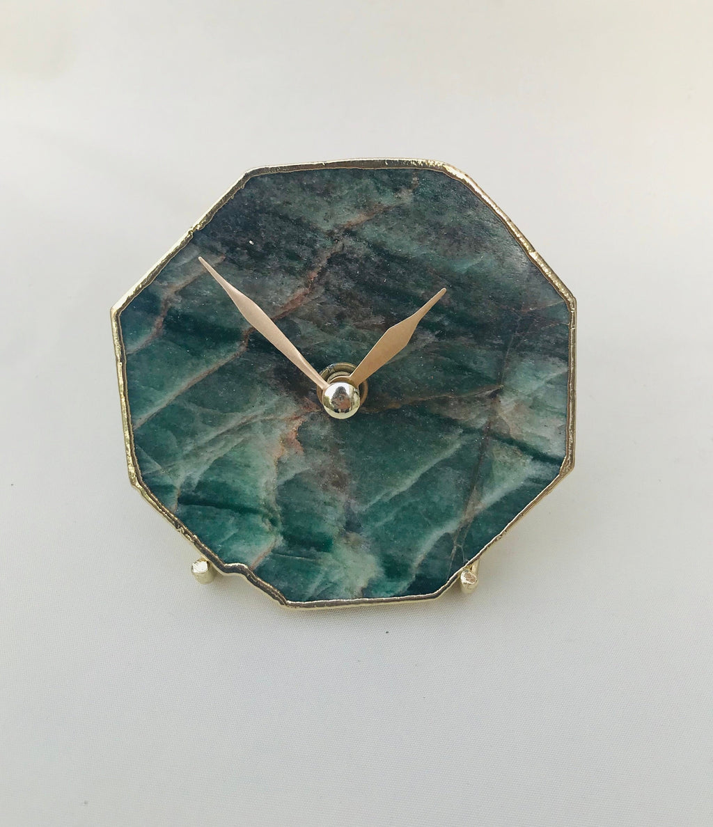 Sage Green Aventurine Octagon Wall/Desk Clock