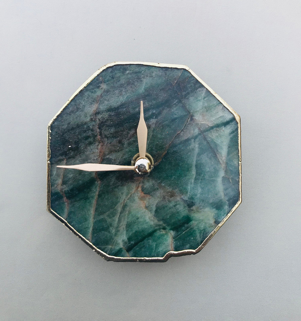 Sage Green Aventurine Octagon Wall/Desk Clock