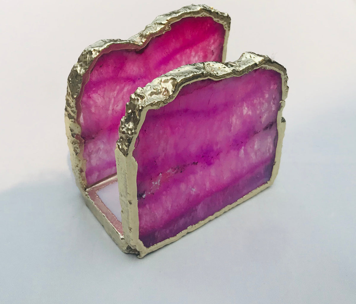 Pink Agate Napkin Holder/Natural Stone Napkin Holder/Paper Napkin Holder/Desk Napkin Holder/Picnic Holder