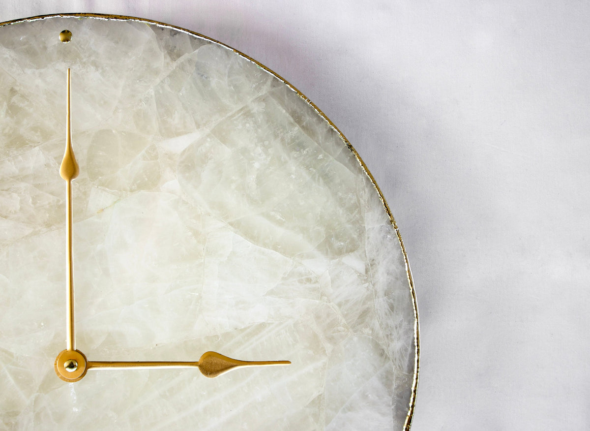 White Agate Wall Clock | Circular