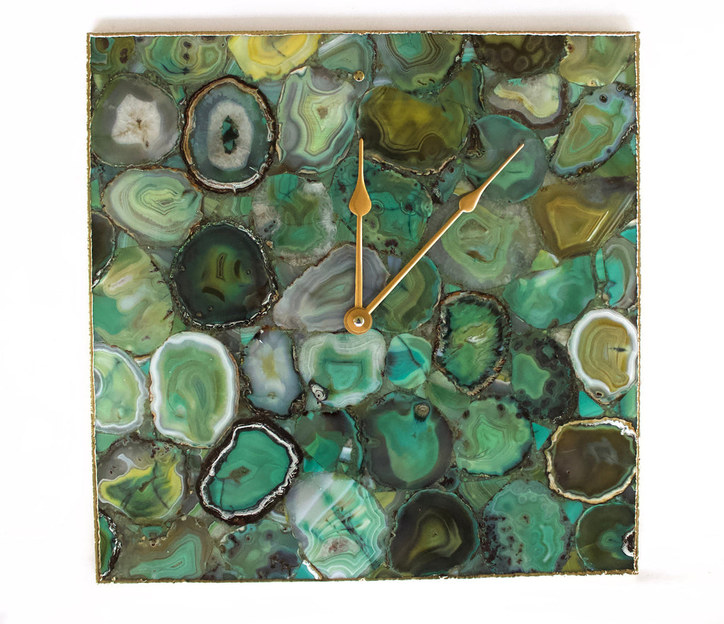 Light Green Agate Wall Clock | Square