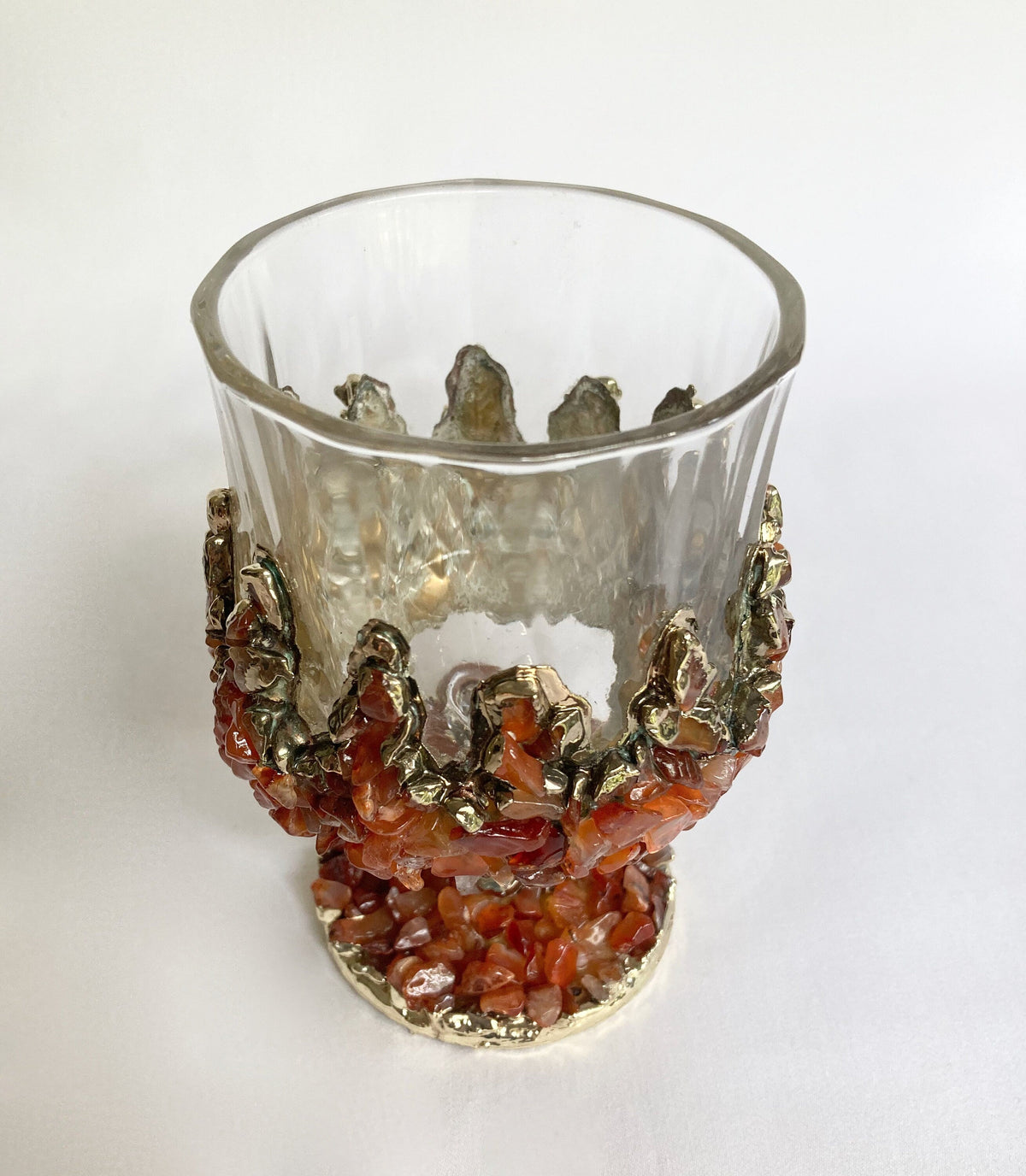 Crystal Wine Glasses with Red Agate – Set of 1 or 2, 7 oz