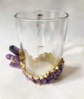 Crystal Coffee & Tea Glasses with Amethyst Agate – Set of 1 or 2, 11 oz