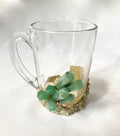Crystal Coffee & Tea Glasses with Green Agate – Set of 1 or 2, 11 oz