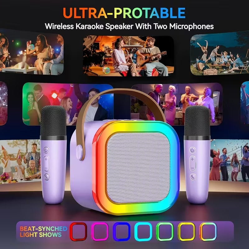 Wireless Mini Karaoke Machine with Microphones - Speakers at Dealshubindia