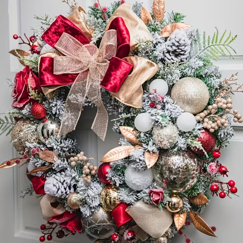 Red & Gold Christmas Wreath - n/a at Dealshubindia