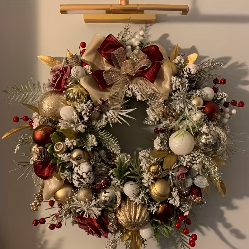 Red & Gold Christmas Wreath - n/a at Dealshubindia