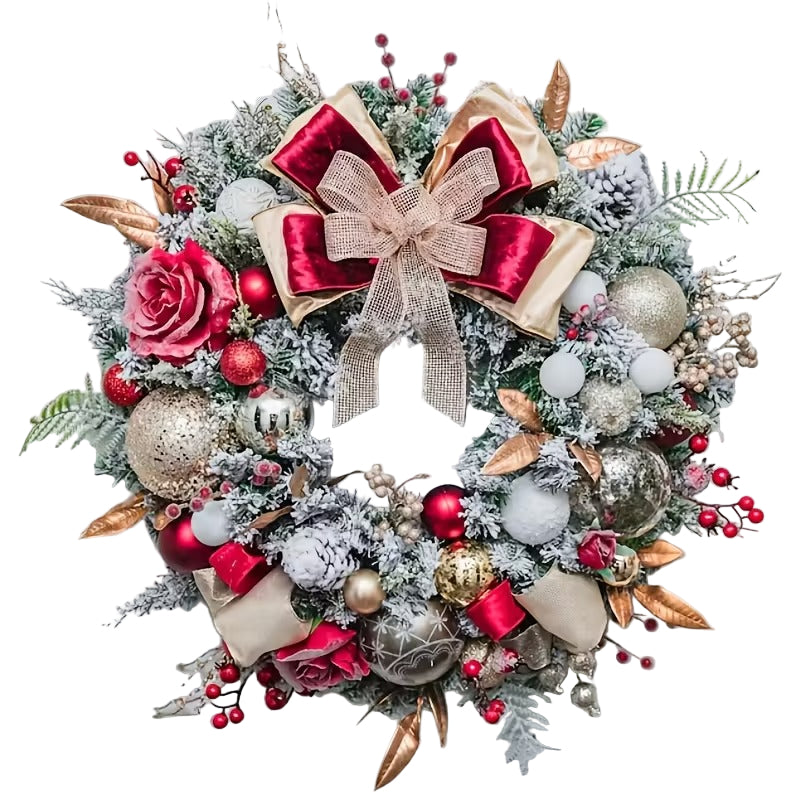 Red & Gold Christmas Wreath - n/a at Dealshubindia