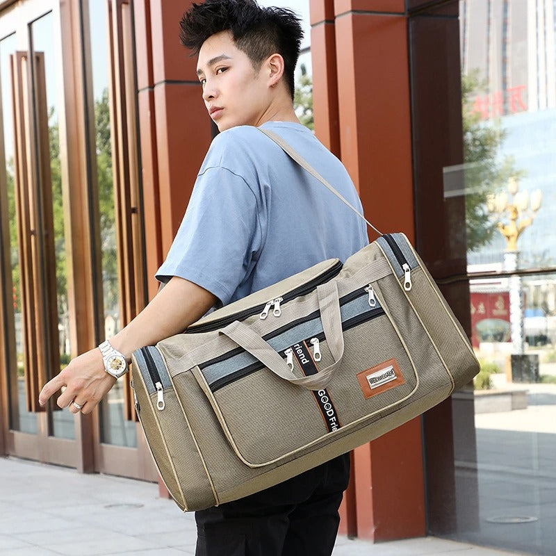 Travel Duffel Nylon Bag for Men and Women (Khaki) - Luggage & Bags > Duffel Bags > Gym Duffel Bags at Dealshubindia