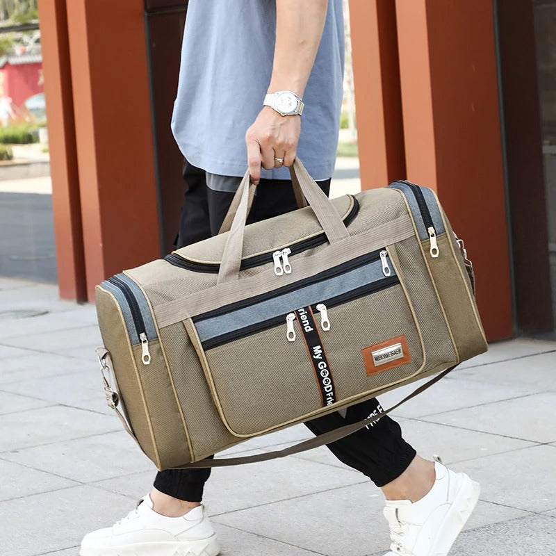 Travel Duffel Nylon Bag for Men and Women (Khaki) - Luggage & Bags > Duffel Bags > Gym Duffel Bags at Dealshubindia