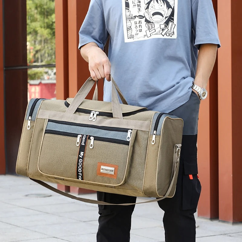 Travel Duffel Nylon Bag for Men and Women (Khaki) - Luggage & Bags > Duffel Bags > Gym Duffel Bags at Dealshubindia
