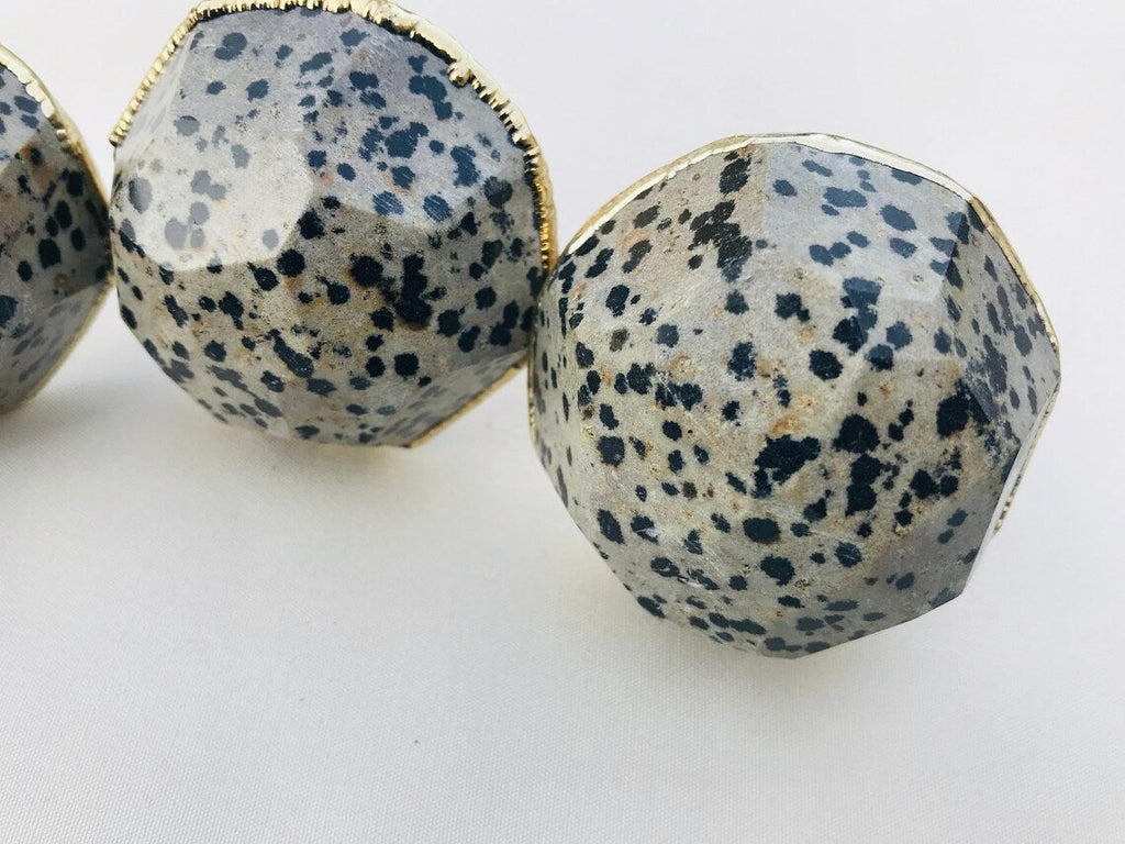 Large Faceted Dalmatian Jasper Gemstone/Agate Classic Finish Cabinet Drawer Pull Wardrobe Dresser Interior Decorative Handle