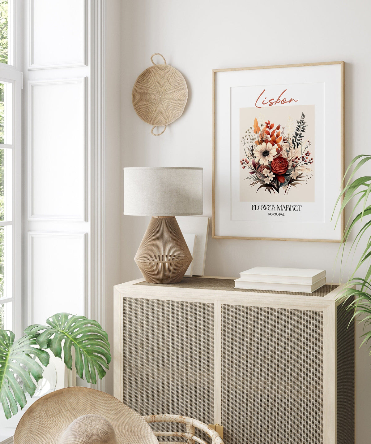 Lisbon Flower Market Portugal Design Poster · Geschenkidee · Wanddeko Wohnzimmer Küche · Skandinavisches Design · Deko Print ohne Rahmen