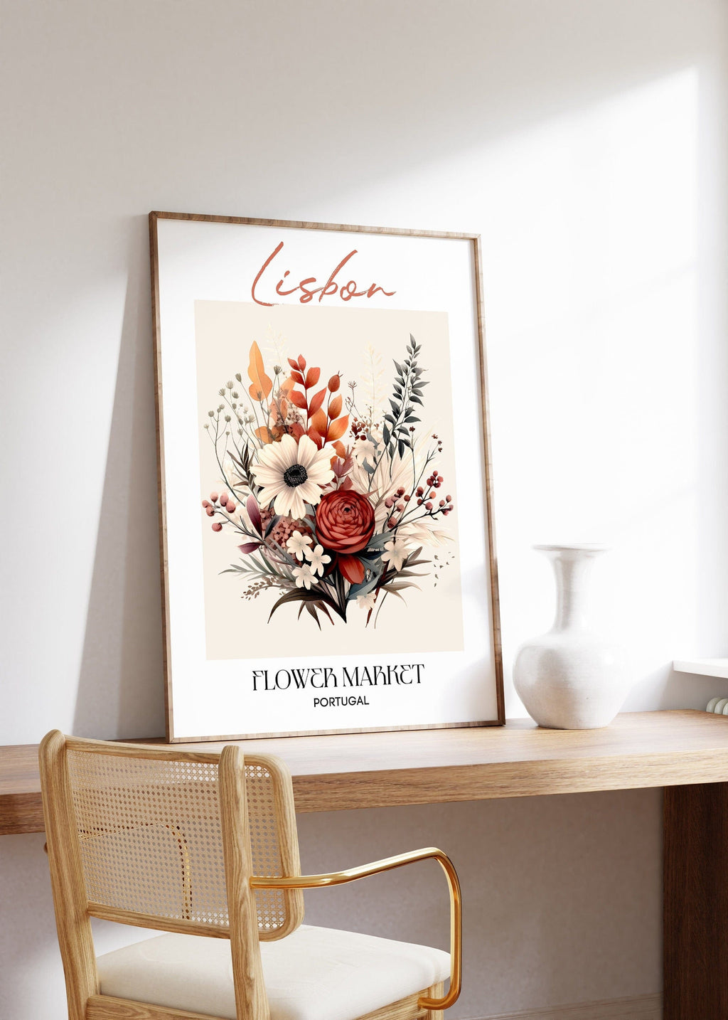Lisbon Flower Market Portugal Design Poster · Geschenkidee · Wanddeko Wohnzimmer Küche · Skandinavisches Design · Deko Print ohne Rahmen