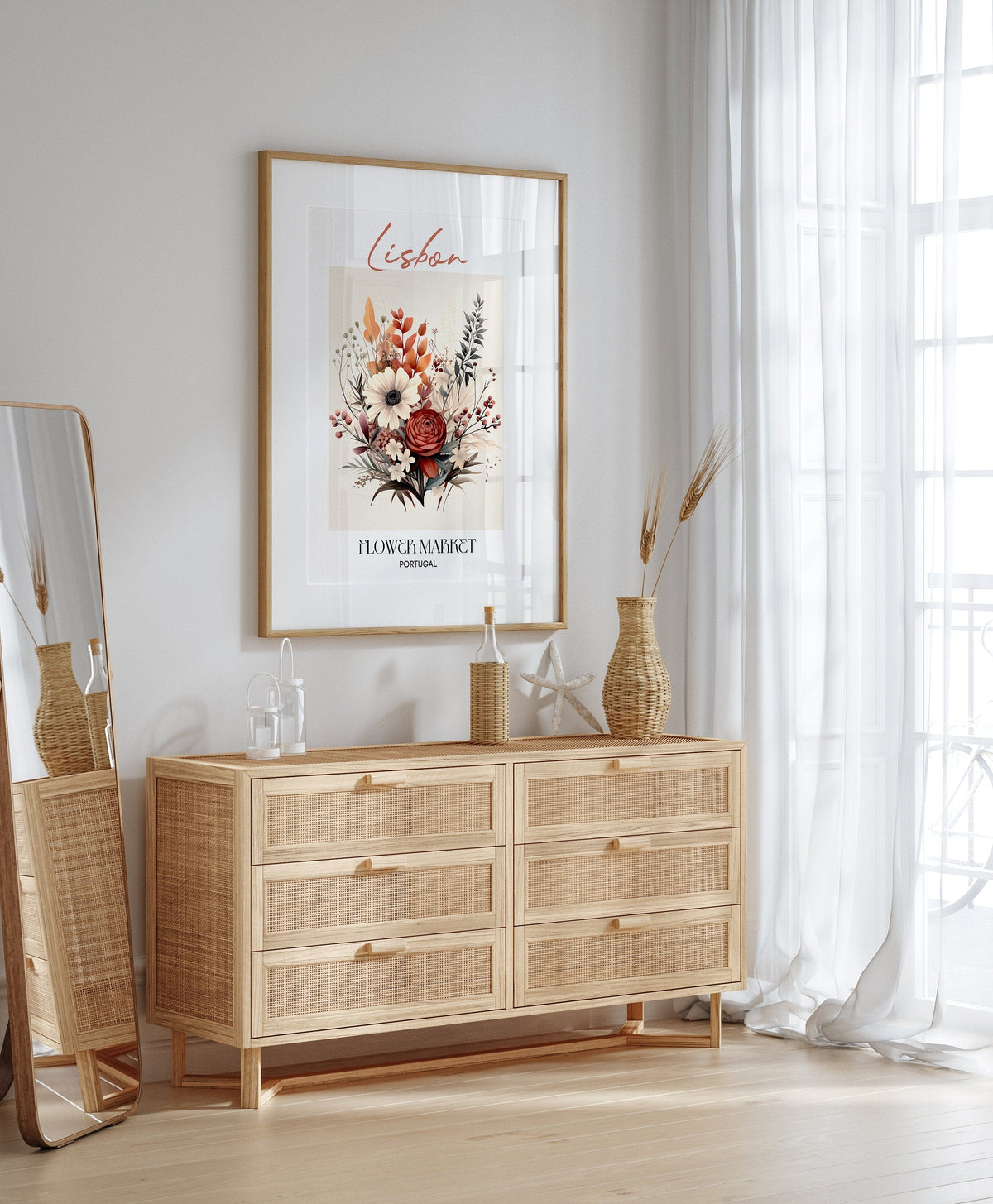 Lisbon Flower Market Portugal Design Poster · Geschenkidee · Wanddeko Wohnzimmer Küche · Skandinavisches Design · Deko Print ohne Rahmen