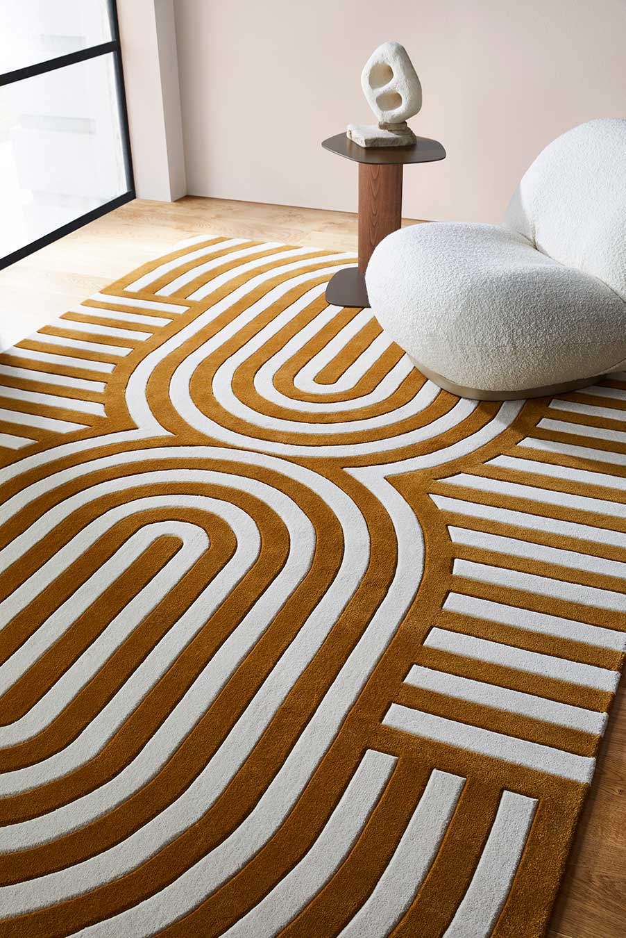 Hand Tufted Rug | Mustard & Ivory | Wool | Looprik by Rugfine