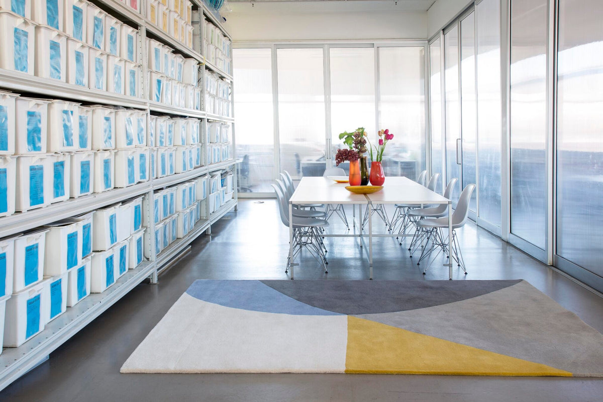 Hand Tufted Rug | Teal, Grey & Yellow | Wool | Lumizen by Rugfine