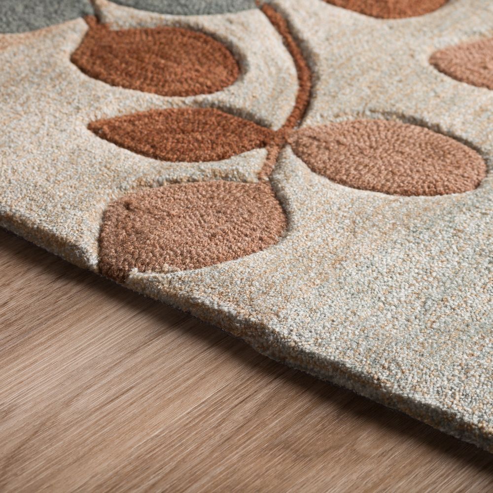 Teal, Brown & Cream Botanical Rug | Wool | Flormi by Rugfine