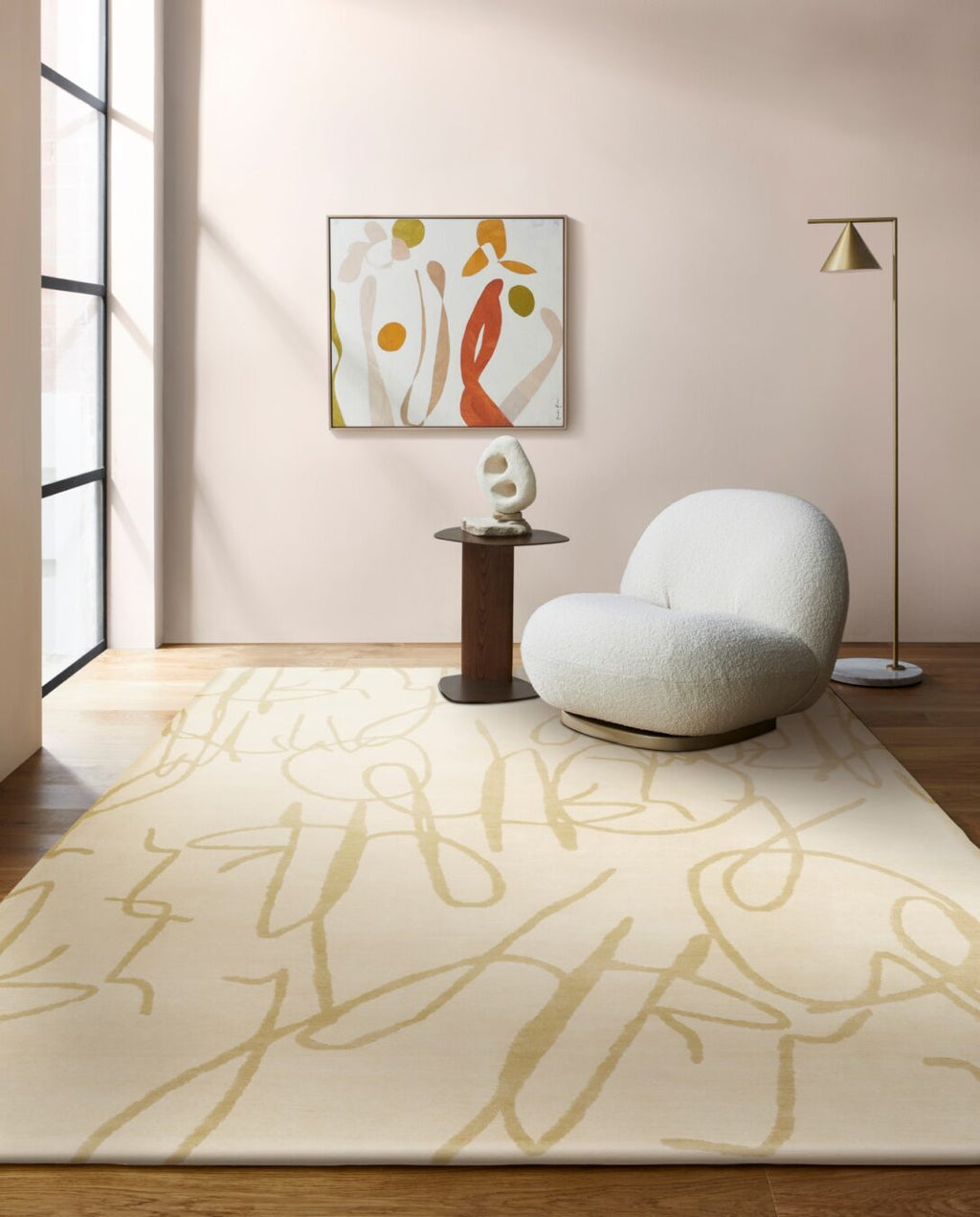 Hand Tufted Rug | Ivory & Gold | Wool | Lysella by Rugfine-1