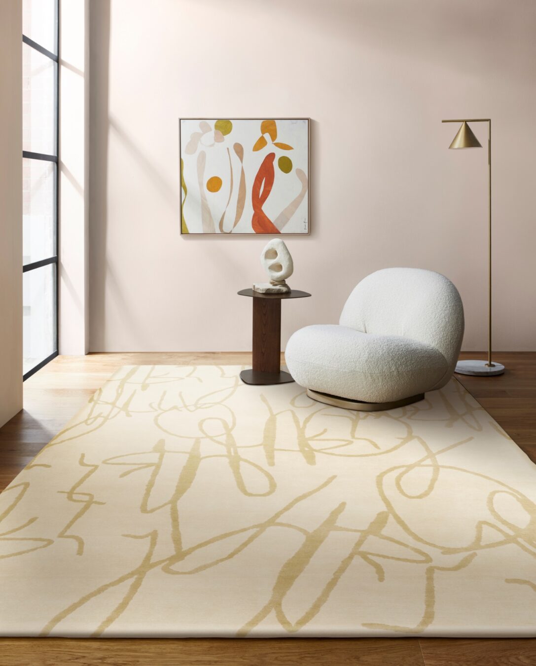 Hand Tufted Rug | Ivory & Gold | Wool | Lysella by Rugfine