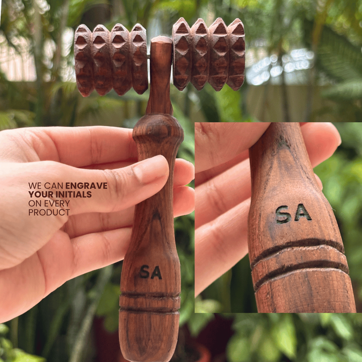 Wooden deep tissue massage roller