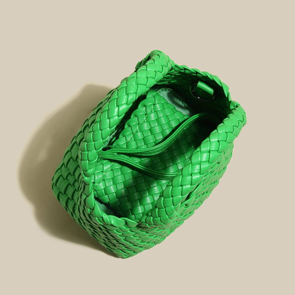 Mini Woven Top Handle Bag – Handcrafted Intrecciato Leather Cube Bag with Detachable Pouch - Top Handles at Dealshubindia