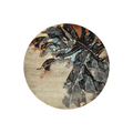 Hand Tufted Abstract Leaf Round Wool Rug | Teal, Rust & Sand | Mirre by Rugfine
