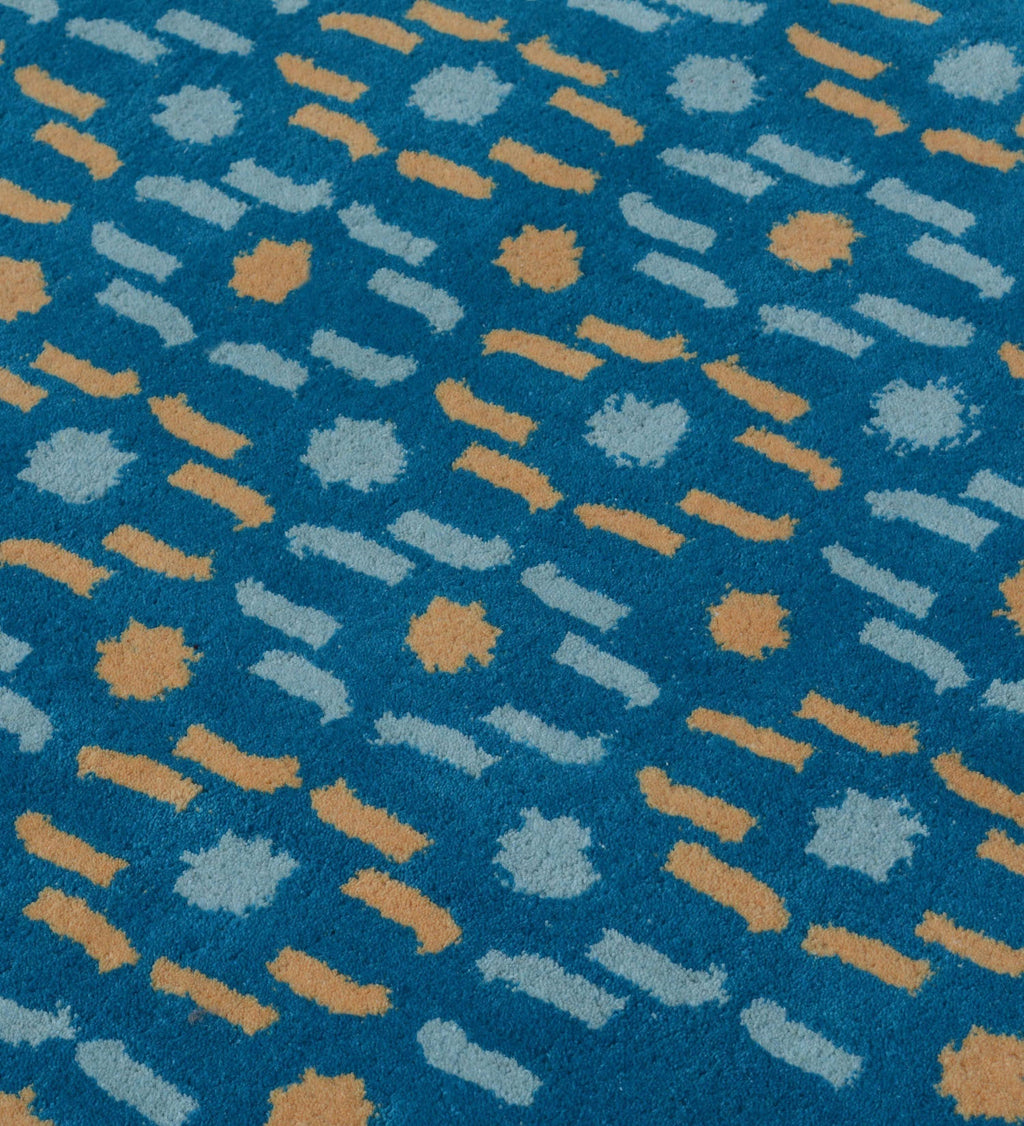Hand Tufted Rug | Teal, Gold & White | Wool | Morbix by Rugfine-2