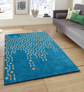Hand Tufted Rug | Teal, Gold & White | Wool | Morbix by Rugfine-0
