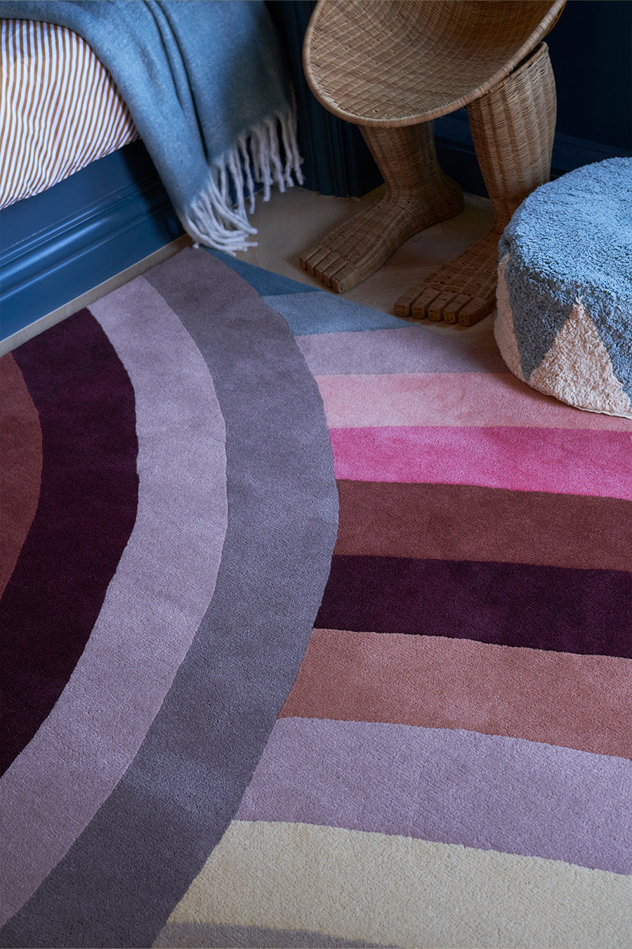 Hand Tufted Rug | Blush Pink, Burgundy & Teal | Wool | Mystiq by Rugfine