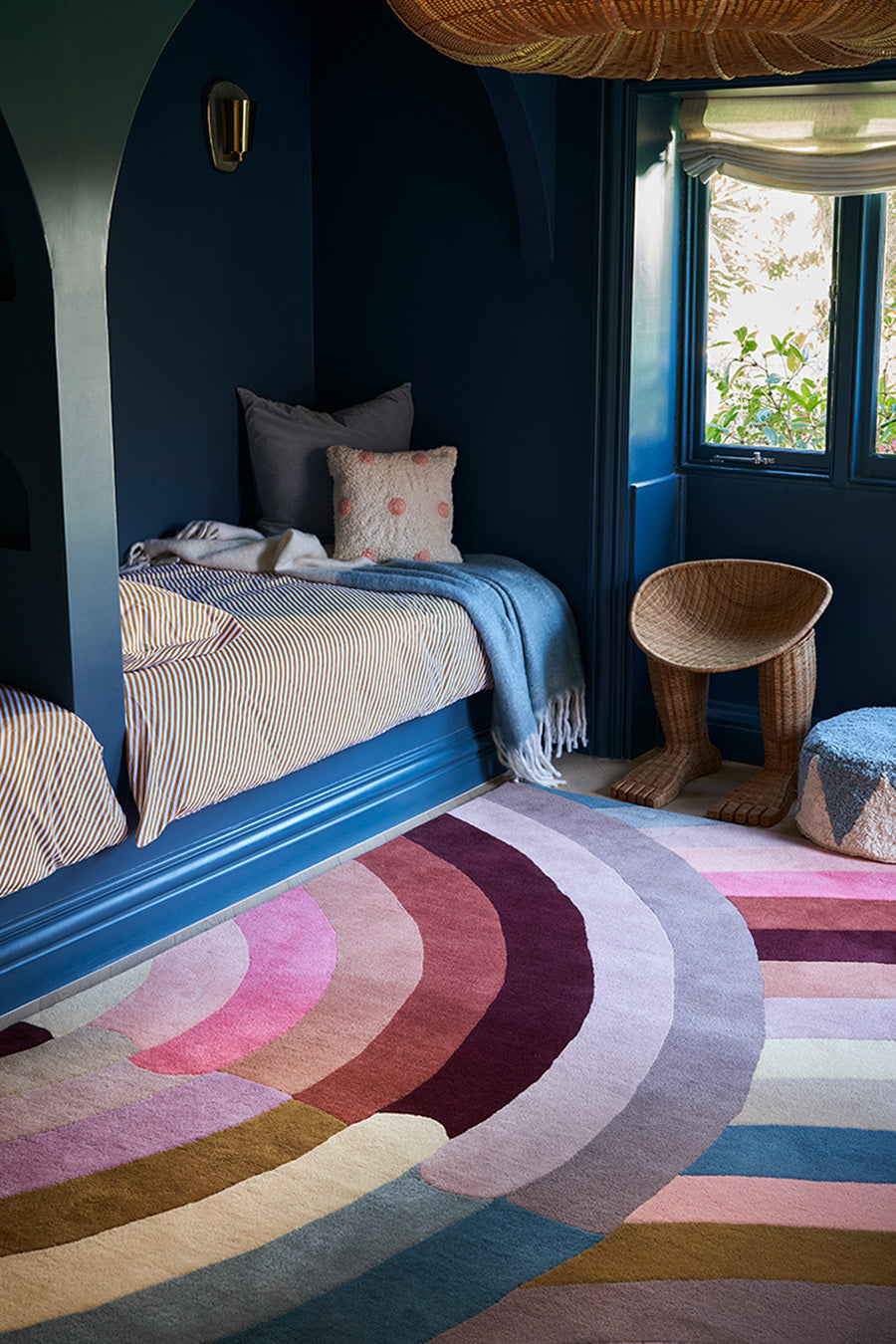 Hand Tufted Rug | Blush Pink, Burgundy & Teal | Wool | Mystiq by Rugfine