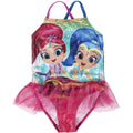 Kids' glitter mermaid swimsuit with character graphic, pink skirted one-piece