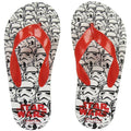 Star Wars flip-flops with red straps and Stormtrooper graphic, white sole