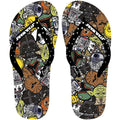 Star Wars flip-flops with black straps and colorful sci-fi character pattern