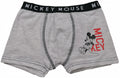 Grey boxer briefs with Mickey Mouse print and elastic waistband