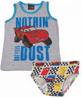 Gray Cars underwear set with tank top and printed briefs