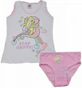 Girls' white and pink cartoon lingerie set with tank top and briefs