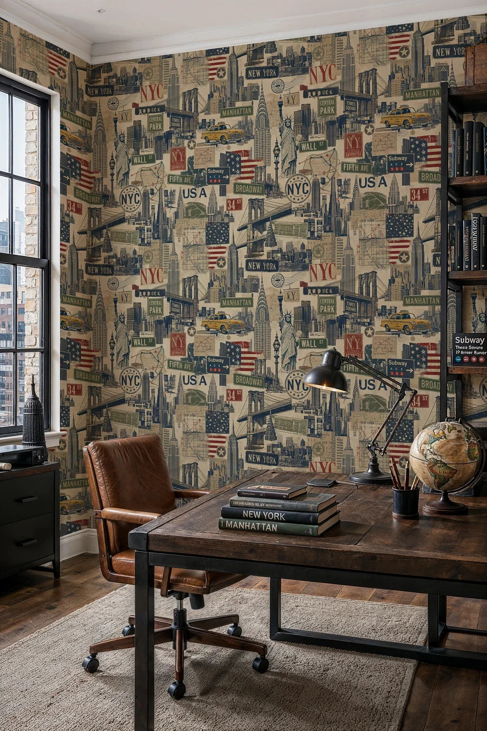 New York City Vintage Collage Wallpaper-2