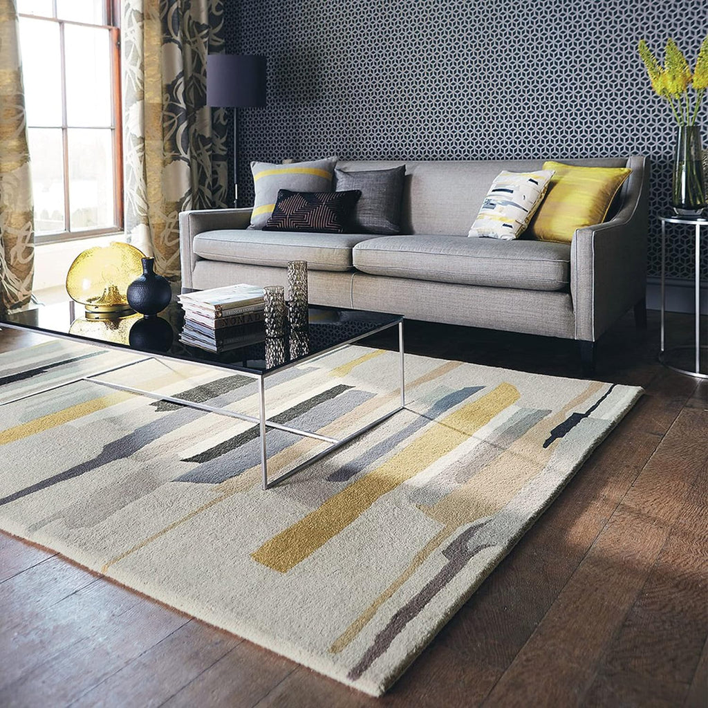 Grey, Mustard Gold & Ivory Hand Tufted Rug | Wool | Nikoon by Rugfine
