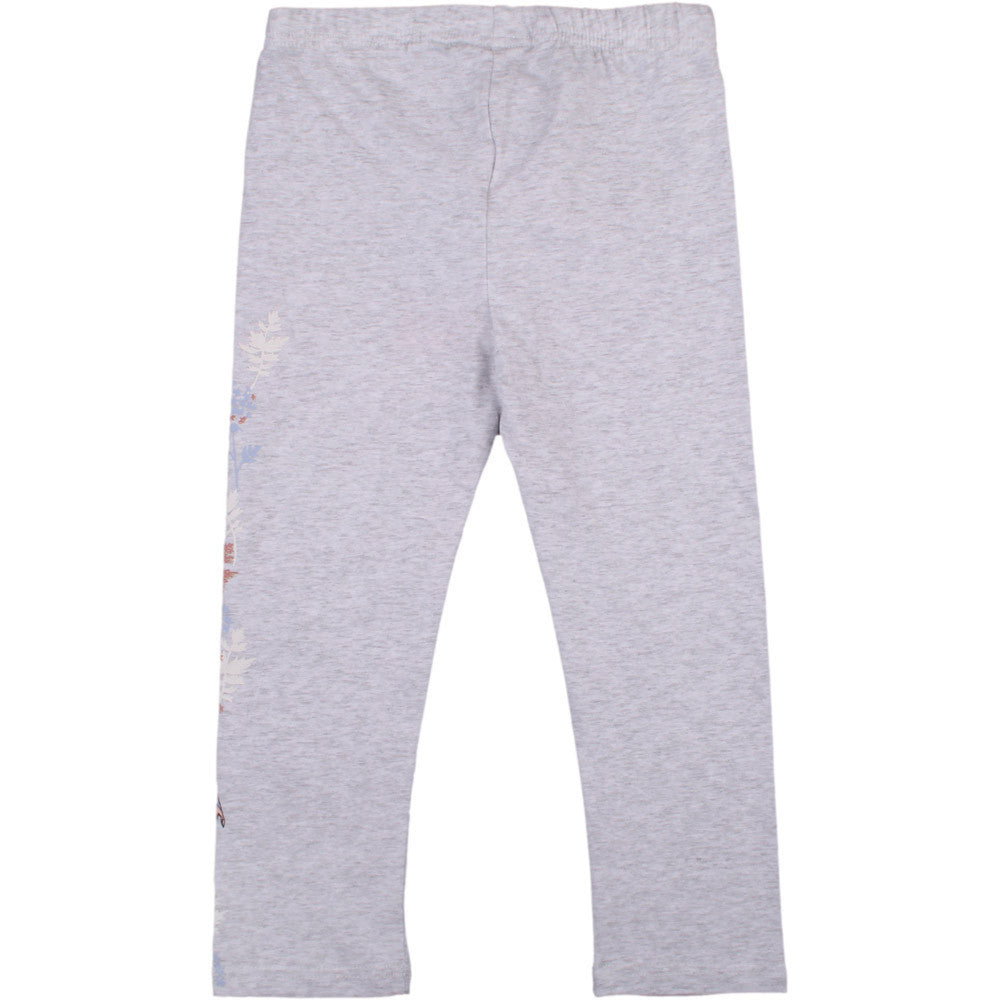 Grey 7/8 leggings with small character graphic on left leg