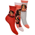 Three-pack crew socks with character face, red salmon and gray accents