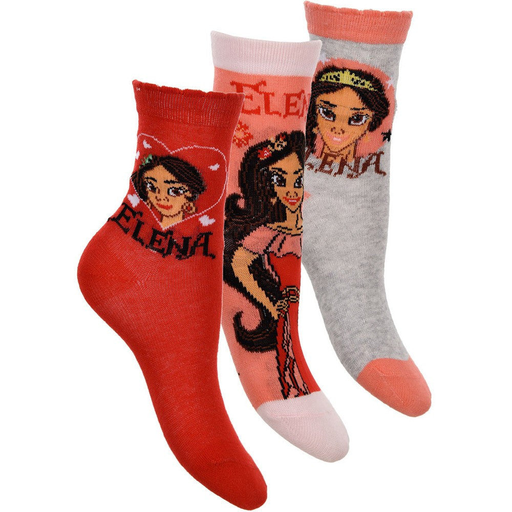 Three-pack crew socks with character face, red salmon and gray accents