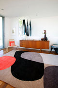 Hand Tufted Rug | Taupe, Red & Black | Wool | Orblume by Rugfine